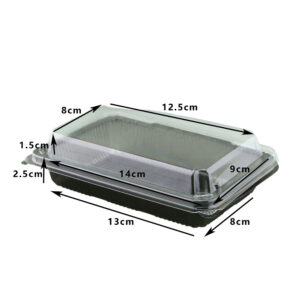 JC HINGED SUSHI TRAY BLACK SSC-2 (50PCS X 12SLV)