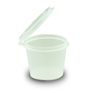 E 1OZ  (25ML) SAUCE CONTAINER WITH HINGED LID (100PCS X 20SLV)