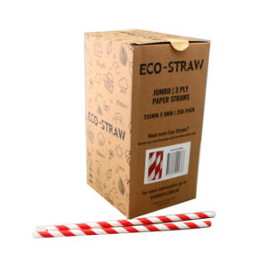BG ECO PAPER JUMBO STRAW RED/WHITE (250PCS X 10PACK)